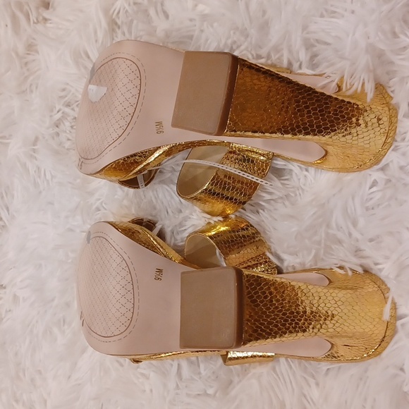 Jessica Simpson Diza Metallic Gold Snakeprint Platform Sandals SZ 9.5 NEW - Picture 16 of 16
